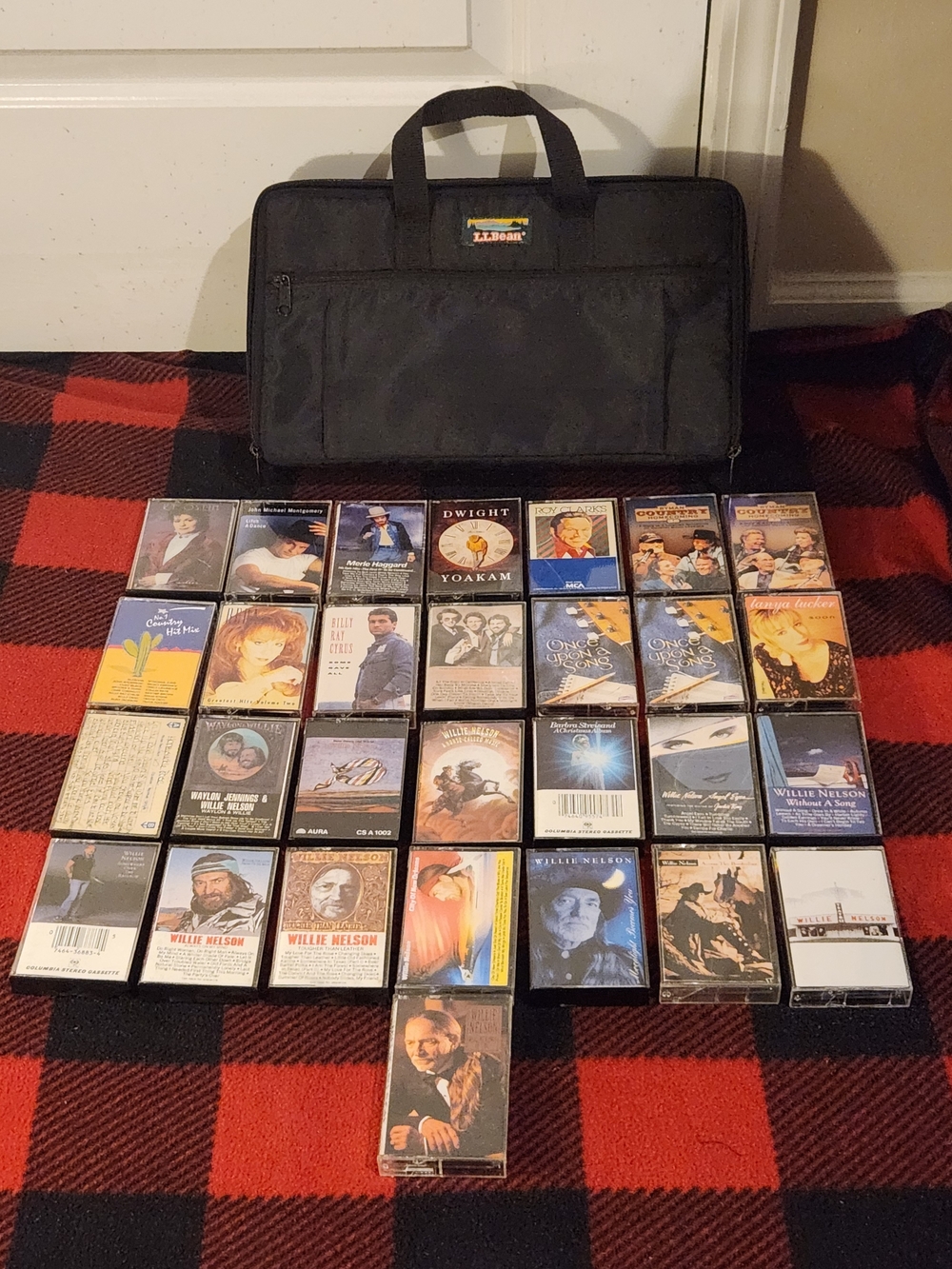 L.L. Bean Black Soft Carry Case W/ 29 Cassettes